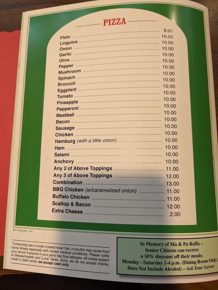 Pa Raffa's Italian Restaurant Menu image 4